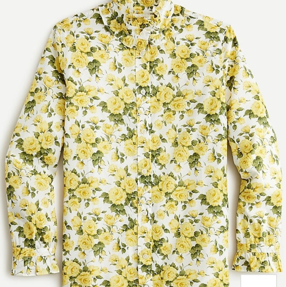 J.Crew Liberty of London loral Button Down Shirt - Yellow and Green
